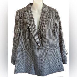 Talbots Black & White Houndstooth Single-Button Blazer plus Size 14W